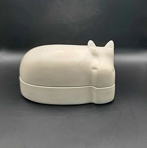 PRICE DROP  ..  Hand Carved Soap Stone Hippo Box / Trinket Dish / Figurine