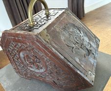 vintage embossed wooden coal box