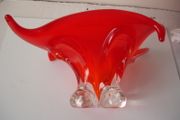 Large Sculptural Red Art Glass Centerpiece