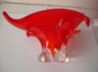 Large Sculptural Red Art Glass Centerpiece