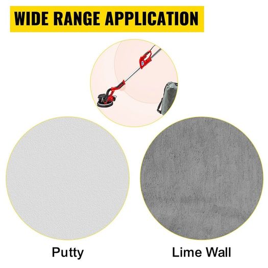 Electric Drywall Sander 750W Foldable Sheetrock Sander, with Telescope Handle, Electric Sander, Variable Speed 800-1750 RPM, Wall Sander, with LED Strip Light and Vacuum Bag