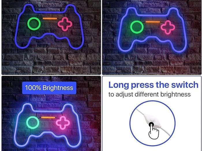 NEW SALE | Dimmable Game Neon Sign, Glass Gaming Neon Light Sign Powered by USB with Switch, Blue Led Light Sign for Bedroom Wall Decor Game Room Party Decoration