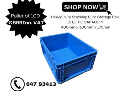 Pallet of 100 Heavy Duty Euro Storage Boxes