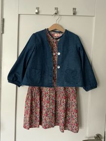 Flower dress & Denim jacket