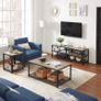 TV Cabinet, TV Table, Lowboard for TVs up to 60 inches, TV Cabinet with Shelves, Steel Frame, TV Shelf for Living Room, Bedroom, Greige-Black Image 3
