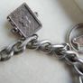 Antique Solid Sterling Silver Charm Bracelet & 6 Silver Charms, weight 47,9g Image 6