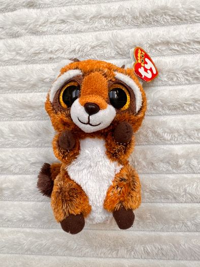 Ty Beanie Boos Rusty the Raccoon TySilk Beanie Soft Plush approx. 15 cm. Used Please see photos