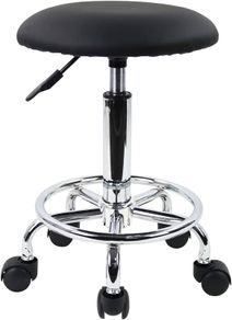 NEW SALE | Swivel Rolling Stool Height Adjustable PU Leather Cushion Salon Vanity Massage Office Stool Chair Small
