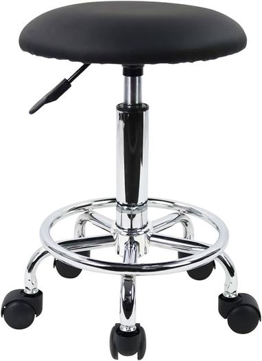 NEW SALE | Swivel Rolling Stool Height Adjustable PU Leather Cushion Salon Vanity Massage Office Stool Chair Small