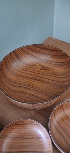 Mid Century modern Italian designed Robex set of 4 faux teak bowls