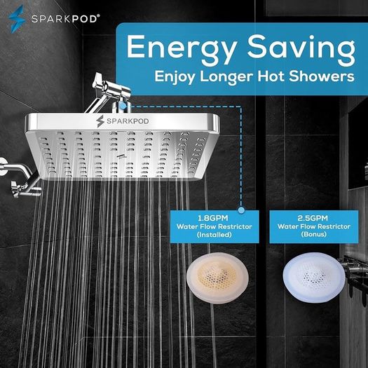 NEW SALE | Fixed Shower Head - High Pressure Rain - Luxury Modern Look - Easy No-Tool Installation - Perfect Adjustable Replacement for Your Bathroom Shower Heads (15 cm Square, Luxury Polished Chrome)