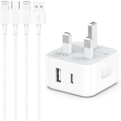 iPhone Charger, 20W Fast USB C Plug Dual Port and 2-Pack 2M Cable for iPhone 14/14 Pro/14 Pro Max/14 Plus/13 12 11 X XR XS SE 8 7 6 6S Mini, iPad Pro, Samsung Google UK Type C PD Charging