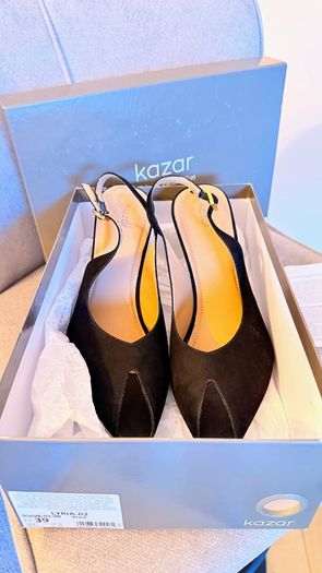 Kazar Lyria-02 Black Suede Slingback Heels EU 39 / UK 6 Worn Once