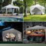 3m x 3m Pop Up Heavy Duty Gazebo with Sides, Central Lock System & 4 Weight Bags & Carry Bag, Marquee Garden Party Tent Outdoor, White Image 4