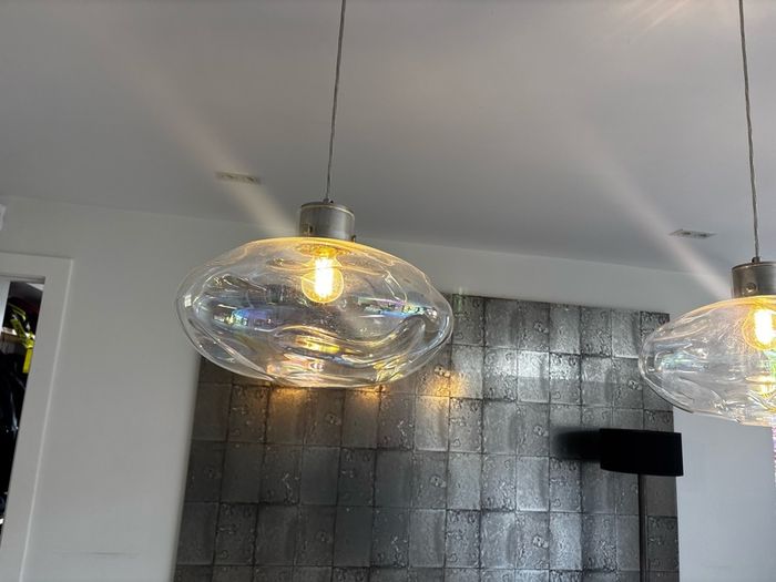 Blown bubble pendant lights x3