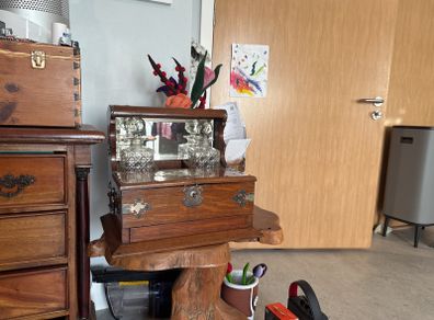 antique Victorian oak tantalus
