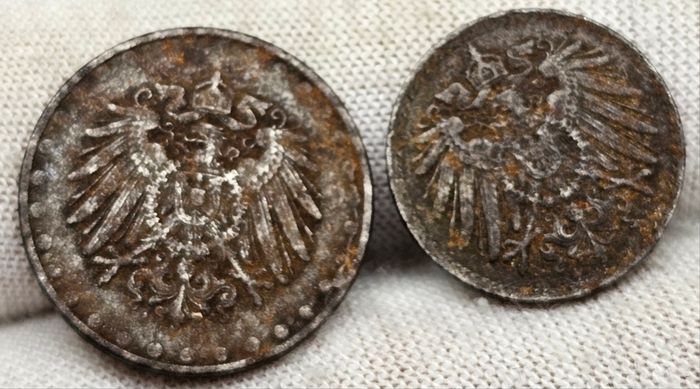 Germany 1916 10 Pfening 1918 5 Pfening