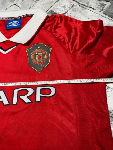 Vintage Umbro Manchester United 1999 Champions League The Final Nou Camp Home Jersey No.20 Solsjkaer Mens Size Small
