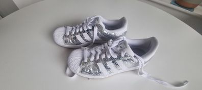 Adidas Superstar Silver Glitter Trainers