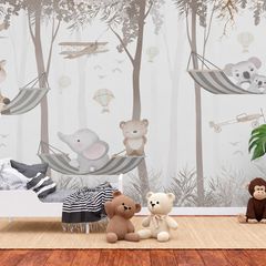 Kids Forest Animals Wall Mural - 3.66m x 2.44m - Paste the Wall