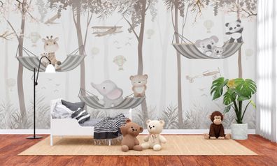 Kids Forest Animals Wall Mural - 3.66m x 2.44m - Paste the Wall