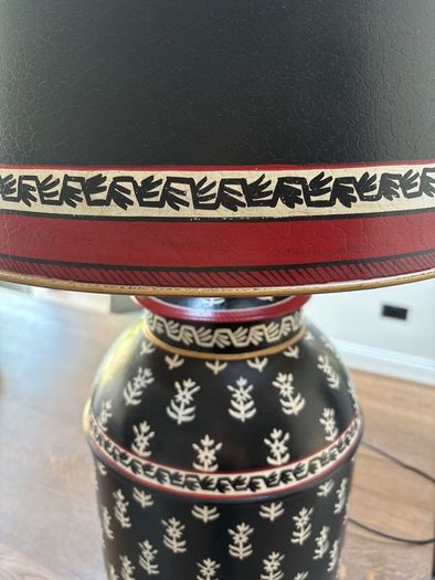 Large metal table lamp, hand painted