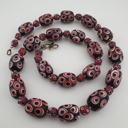 Antique Venetian Style Eyes Glass Big Beads Necklace