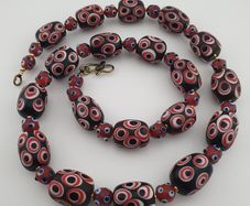 Antique Venetian Style Eyes Glass Big Beads Necklace