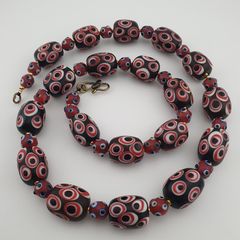 Antique Venetian Style Eyes Glass Big Beads Necklace