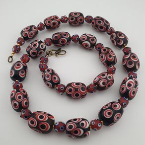 Antique Venetian Style Eyes Glass Big Beads Necklace