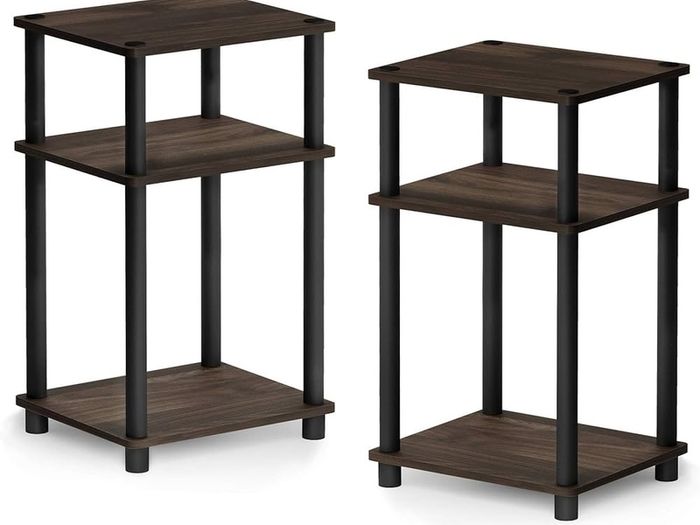 NEW SALE | 3-Tier Turn-N-Tube End Table, Side Table, Nightstand, Columbia Walnut/Black, 2-Pack