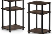 NEW SALE | 3-Tier Turn-N-Tube End Table, Side Table, Nightstand, Columbia Walnut/Black, 2-Pack