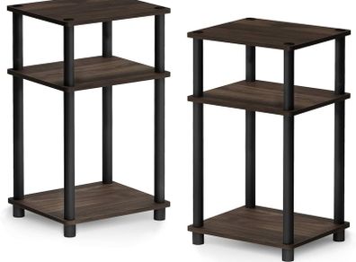 NEW SALE | 3-Tier Turn-N-Tube End Table, Side Table, Nightstand, Columbia Walnut/Black, 2-Pack