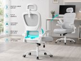 Ergonomic Office Chair with Lumbar Support & Adjustable Headrest Grey