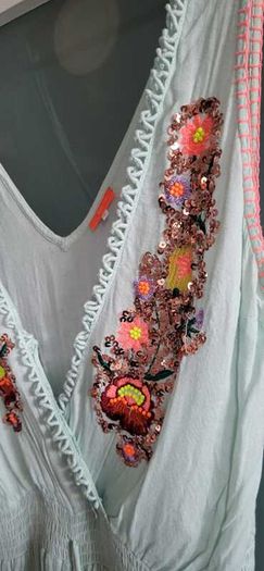 RIVER ISLAND  Acqua Sequinced Playsuit Sz 14UK