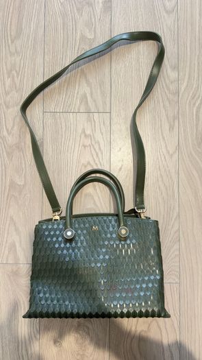 Matmazel Khaki Green Scale Texture Tote Bag 2 Ways