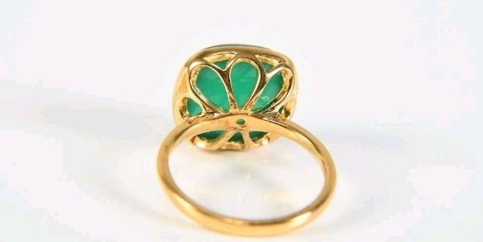 Green onyx ring gold plated on sterling silver