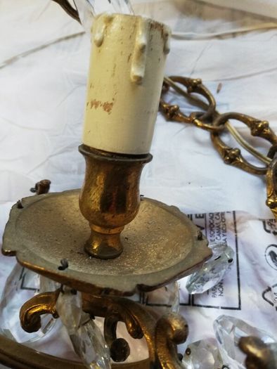 Vintage 1960 ceiling Glass Drops Murano 3 Arms