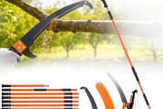 Manual Pole Saw, 2.2-8.2 m Extendable Tree Pruner, Sharp Steel Blade and Scissors High Branches Trimming, Branch Trimmer with Lightweight 2.4 m Fiberglass Handles, for Pruning Palms and Shrubs