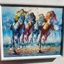 Large Horse Racing Painting - 4 Galloping Horses Colourful - Framed 80x60cm Image 2