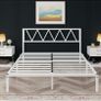 King Size Bed Frame with Headboard, Heavy Duty Metal Under Bed Storage, No Box Spring Needed, Easy Assembly, White Image 8
