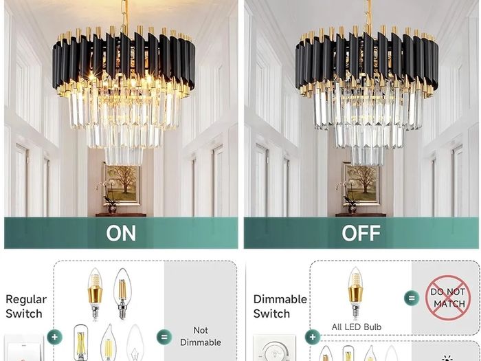 Black and Gold Crystal Chandelier Pendant Light, Small Modern Crystal Chandelier for Entryway, Corridor, Balcony, Porch, Restaurant, Door Opening, E27 x 3, ?40cm