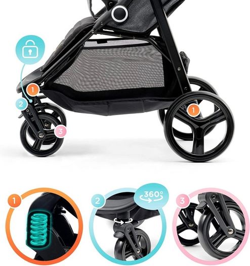 Lightweight Stroller Grande, Stylish Pushchair, Baby Buggy, Foldable, Lying Position, Big Ajustable Hood, with Accessories, Rain Cover, Footmuff, from Birth to 3 Years (FREE POSTAGE)