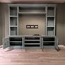 Large custom-built fitted media wall / TV unit in very good used condition. Image 5