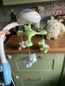 baby mobile, musical owl and musical sheep