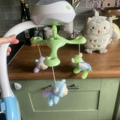baby mobile, musical owl and musical sheep