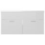 Sink Cabinet with Built-in Basin High Gloss White Chipboard Image 7