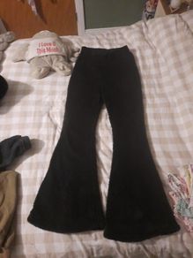 black fleece cosy flared bottoms