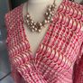 Free Post today ONLY- Avoca Anthology Multi Coloured Pink Faux Wrap Dress with flattering neckline- Size 2 and Free Necklace Image 2