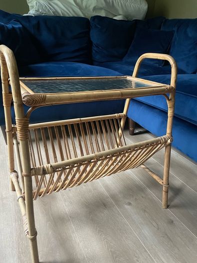 Bamboo and glass table and magazine rack
